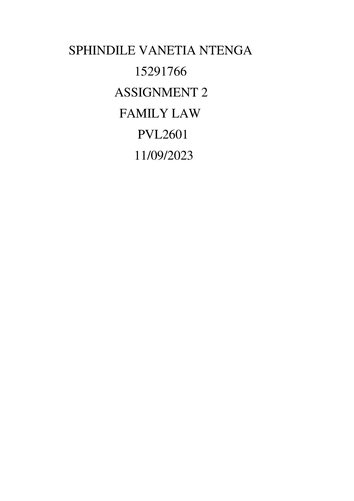 PVL2601 Assignment 2 - PVL2601 - SPHINDILE VANETIA NTENGA 15291766 ...