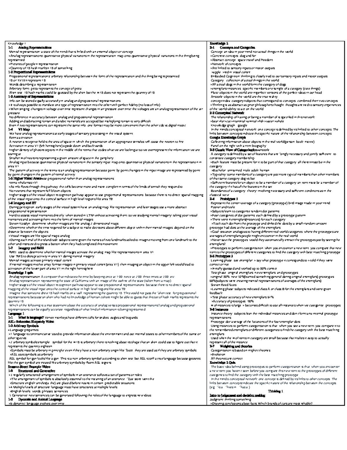 Unit 5 study guide - Knowledge 1 1 - 1 Analog Representations Mental ...