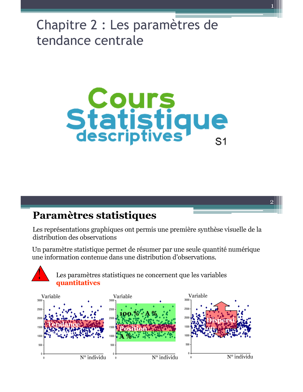 Les Paramètres De Tendance Centrale Chapitre 2 Les Paramètres De Tendance Centrale 8135