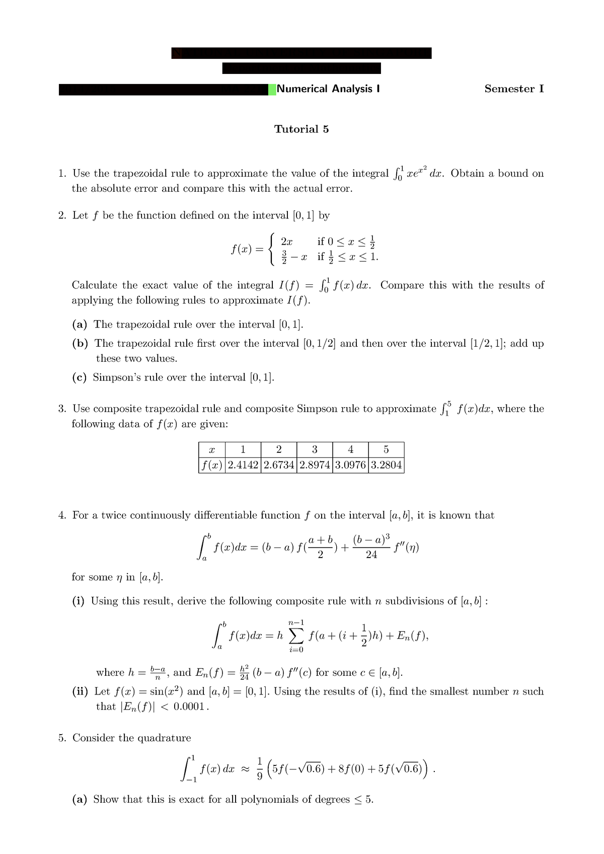 The Trapezoidal Rule First Over - NATIONAL UNIVERSITY OF SINGAPORE ...