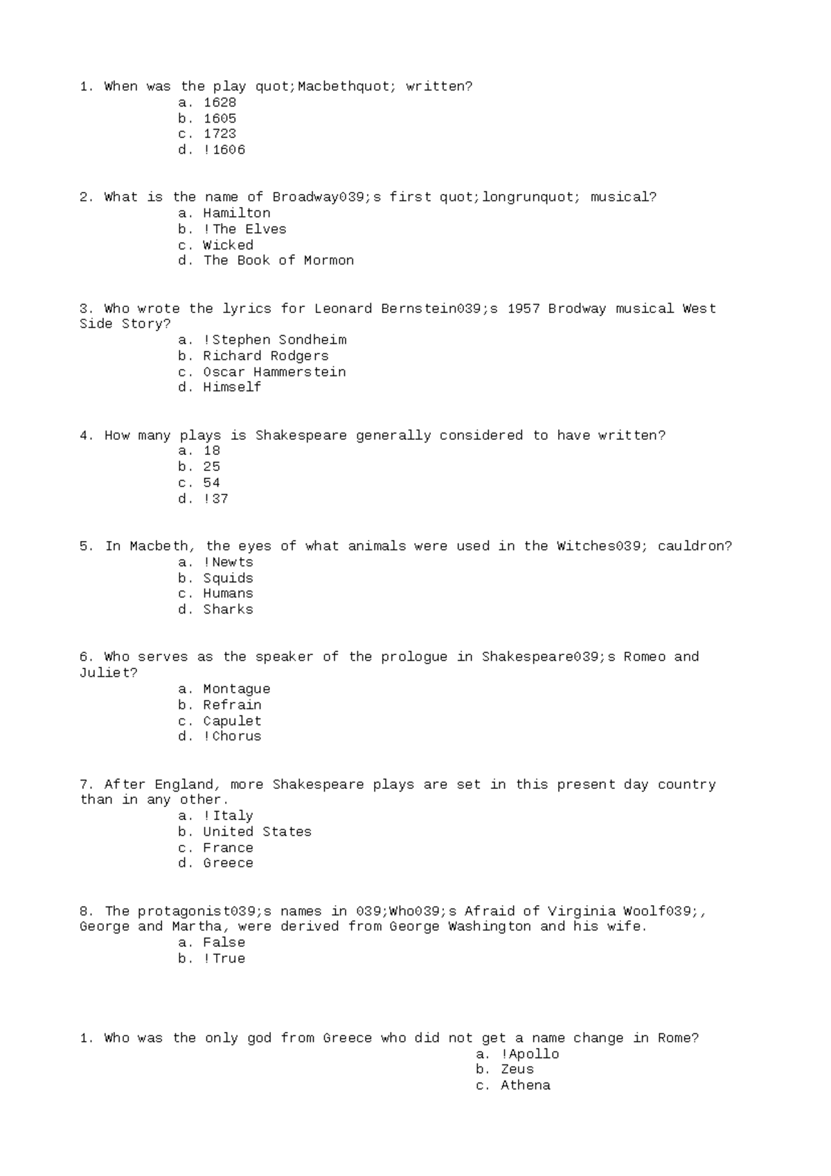 JAP125 Example 3 - hope it helps! - When was the play quot;Macbethquot ...