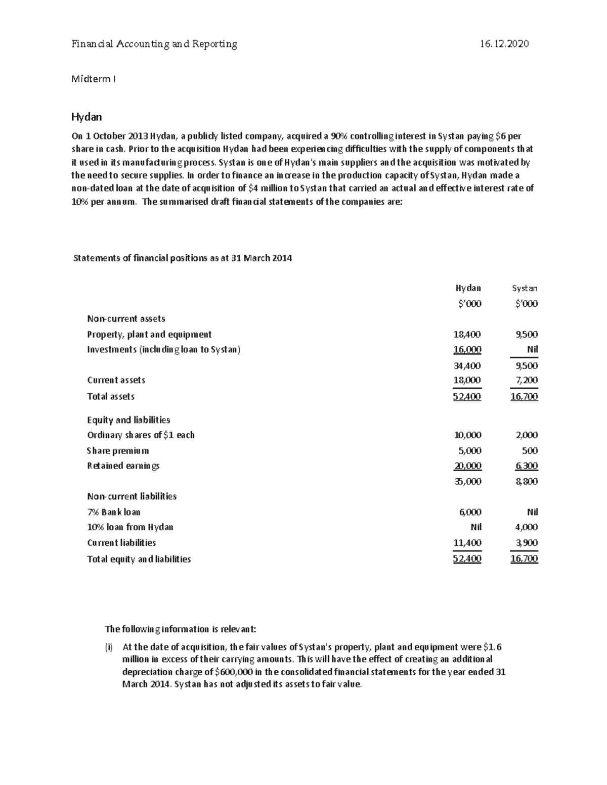 Midterm I v III - Exam - Financial Accounting and Reporting 16. Midterm ...