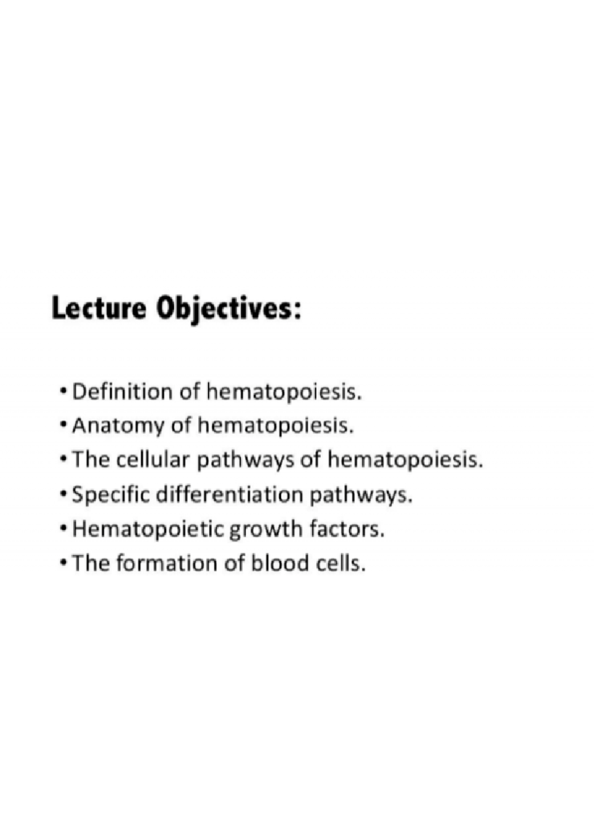 Hematopoiesis - Lecture notes - BSc NURSING - Studocu