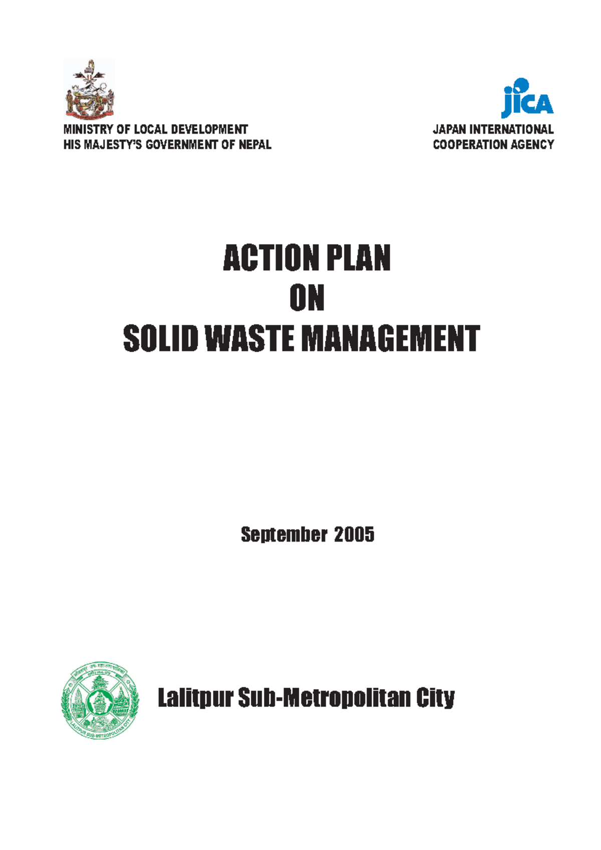 11808680 - Yes. - September 2005 ACTION PLAN ON SOLID WASTE MANAGEMENT ...