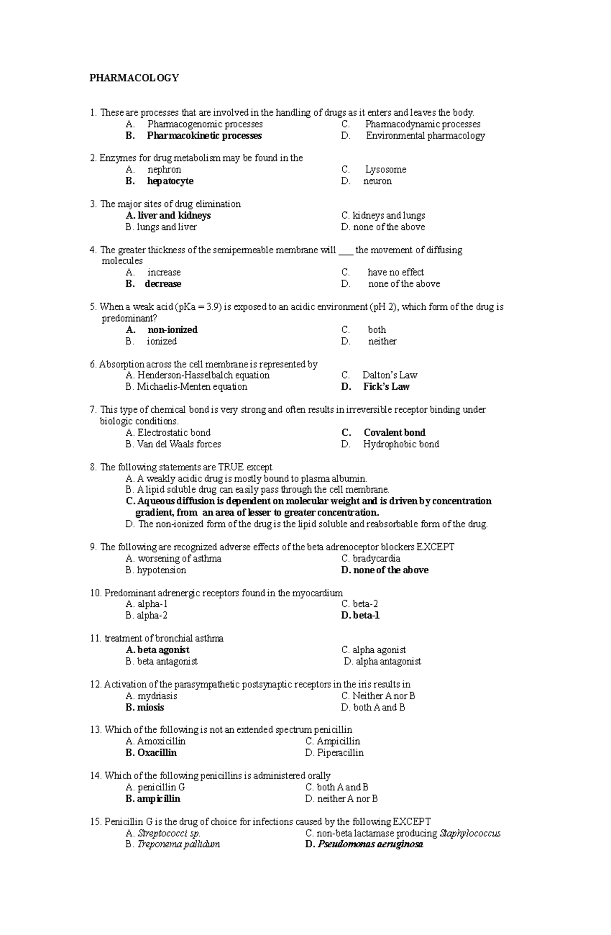 pharmacology essay questions