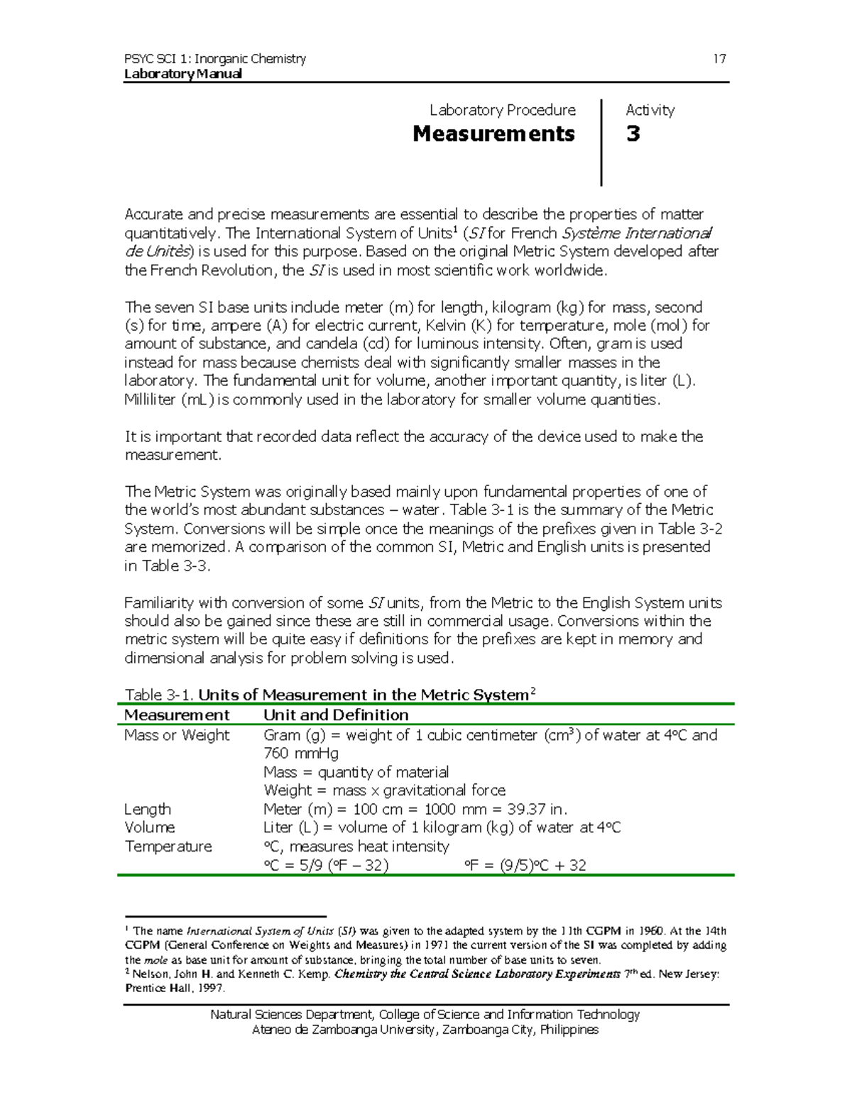 BL Inorg Chem Activity 3 Measurement - Revised 081920 - Industrial ...