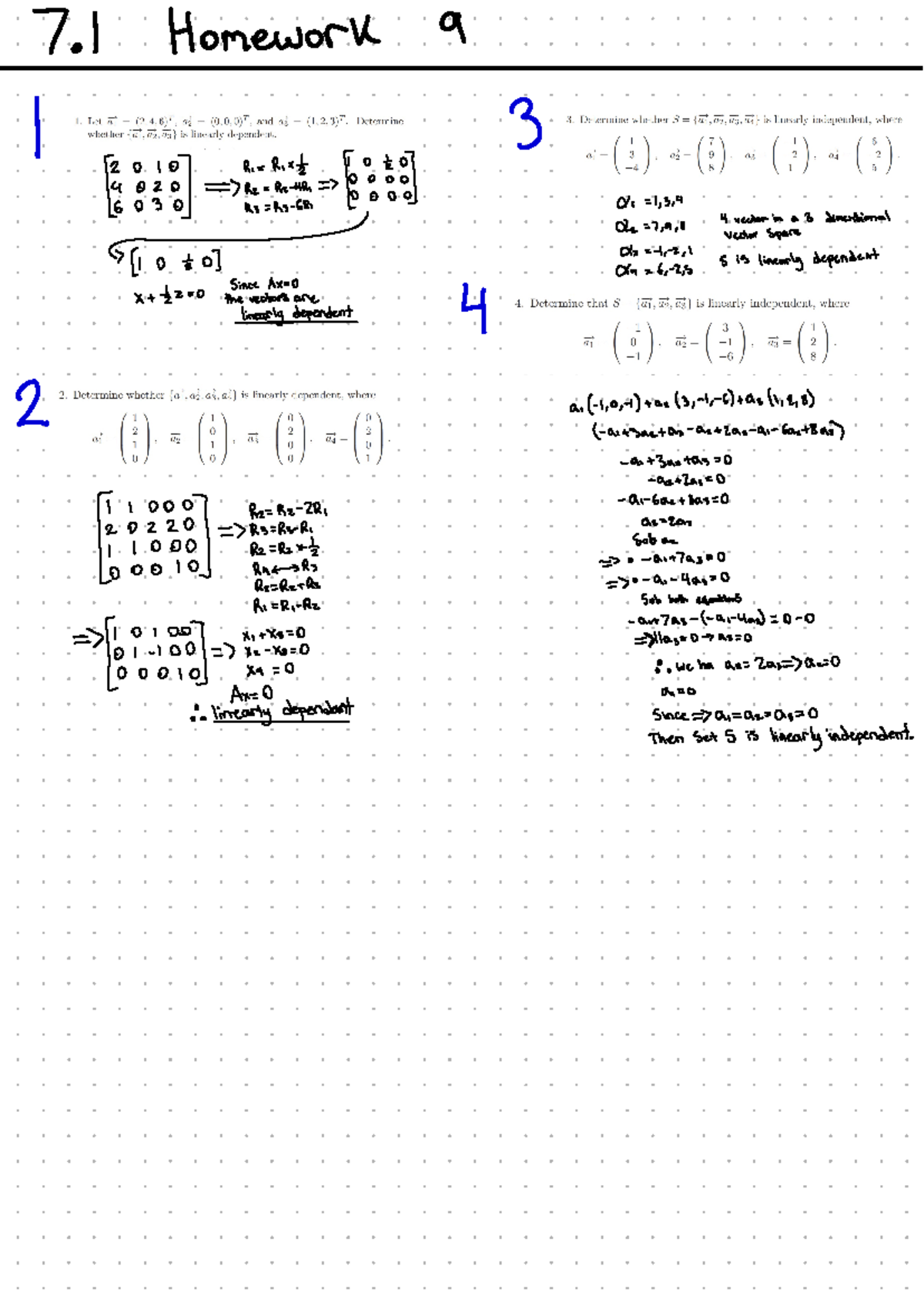 7 - Shshs - Homework 1. Let ai (2,4,6)7 a (0,0,0) and a3 (1,2,3)¹ ...