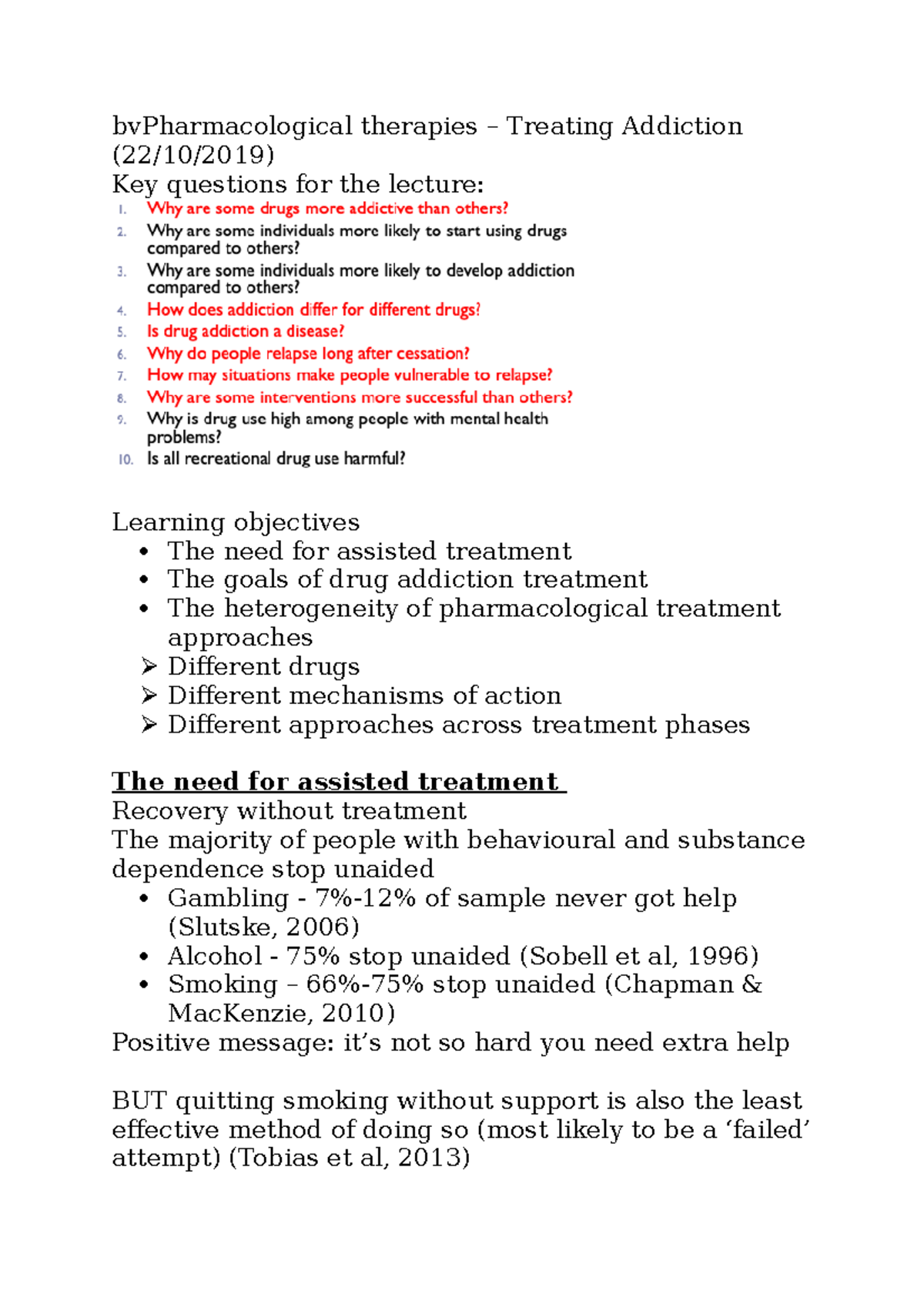 Pharmacological Therapies - Lecture 10 - BvPharmacological Therapies ...