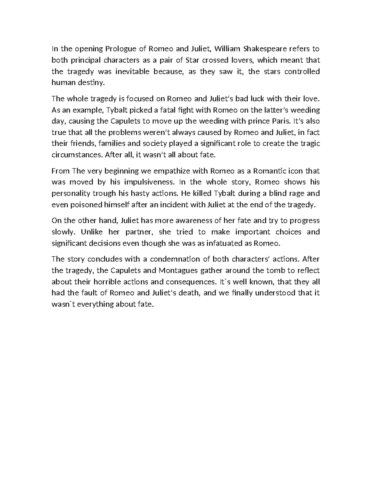 Writing 1-Summary - sdasdasdasdasd - In the opening Prologue of Romeo ...