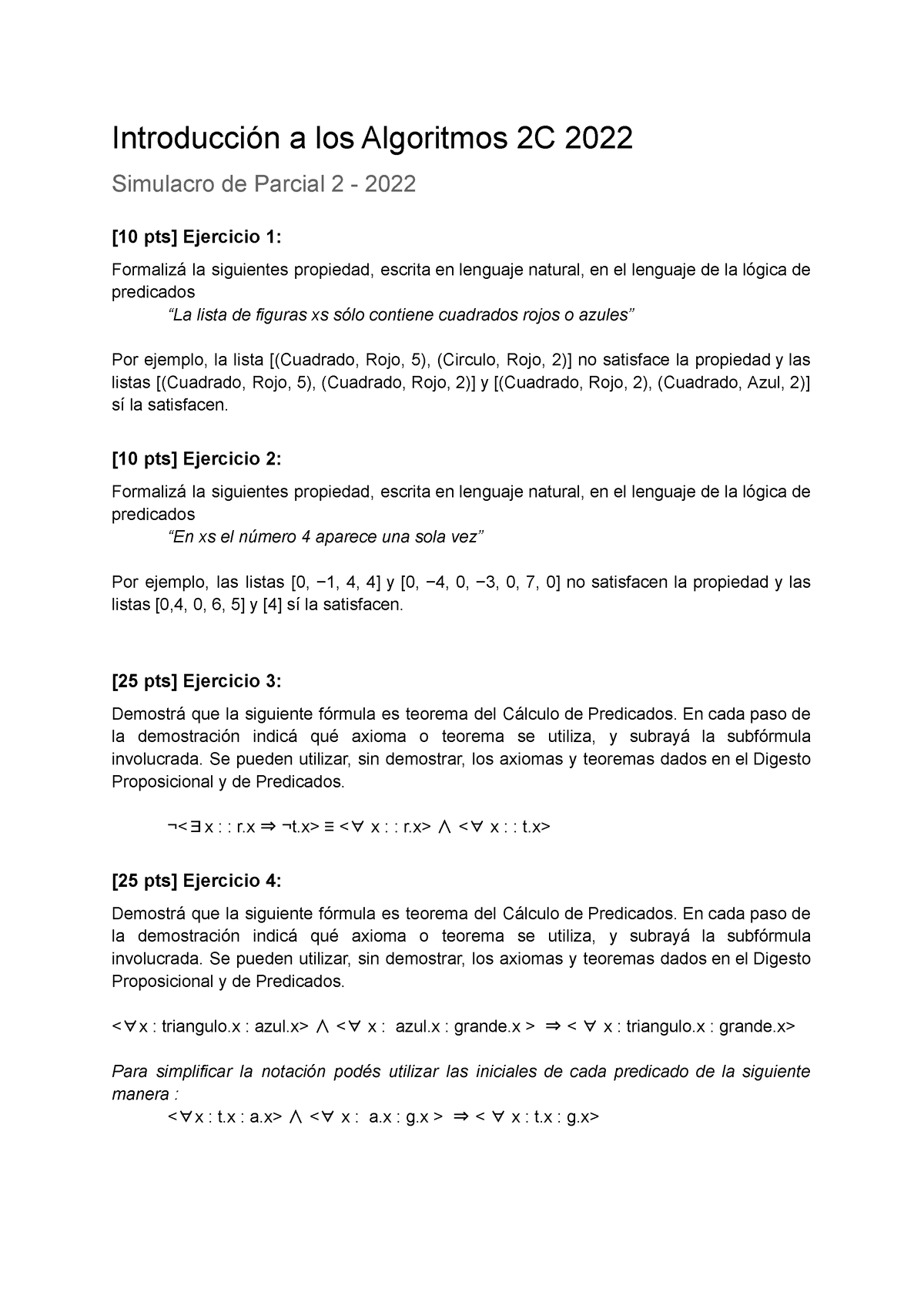 Simulacro Parcial 2 - Introalg 2022 - Introducción A Los Algoritmos 2C ...