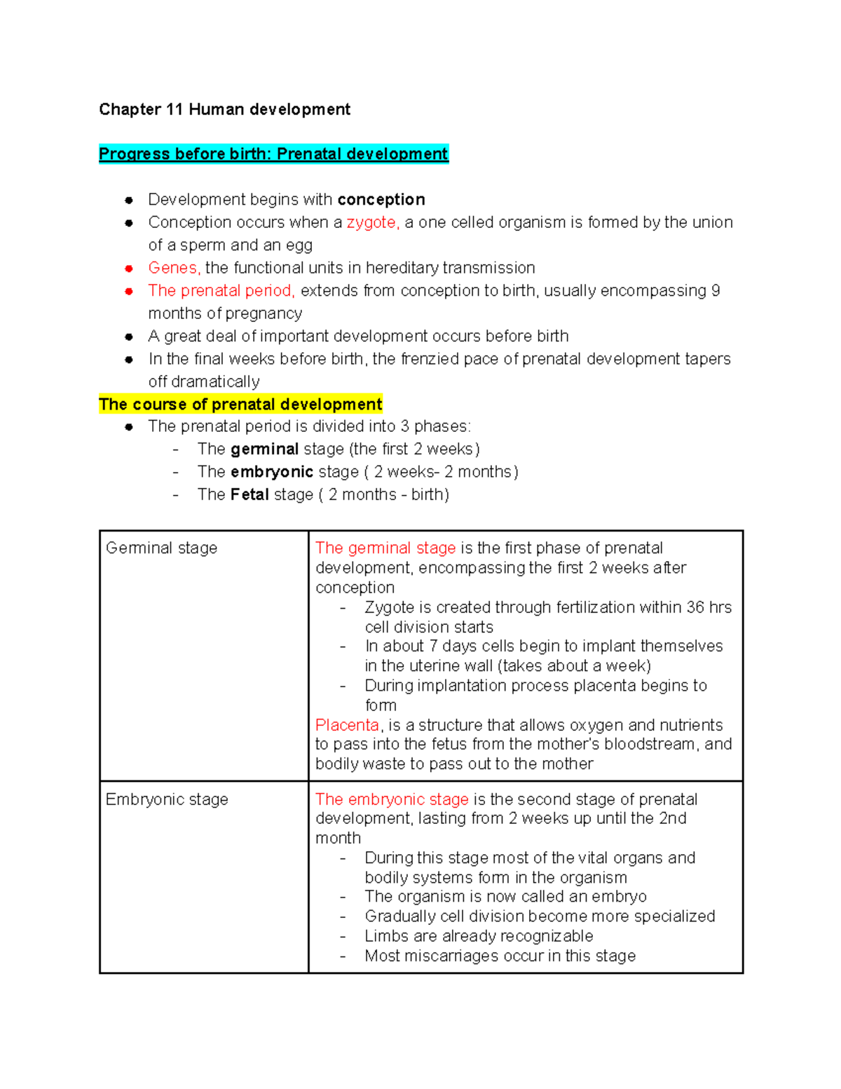 Psyc chapter 11 notes - Chapter 11 Human development Progress before ...