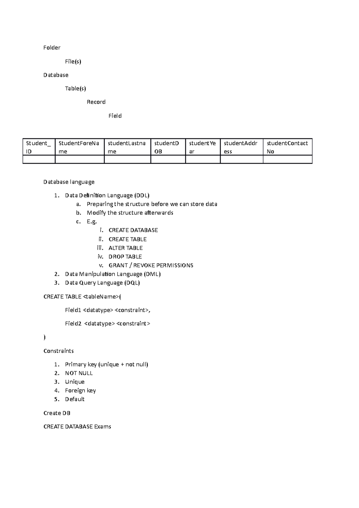 Database-1 - ..... - Folder File(s) Database Table(s) Record Field ...