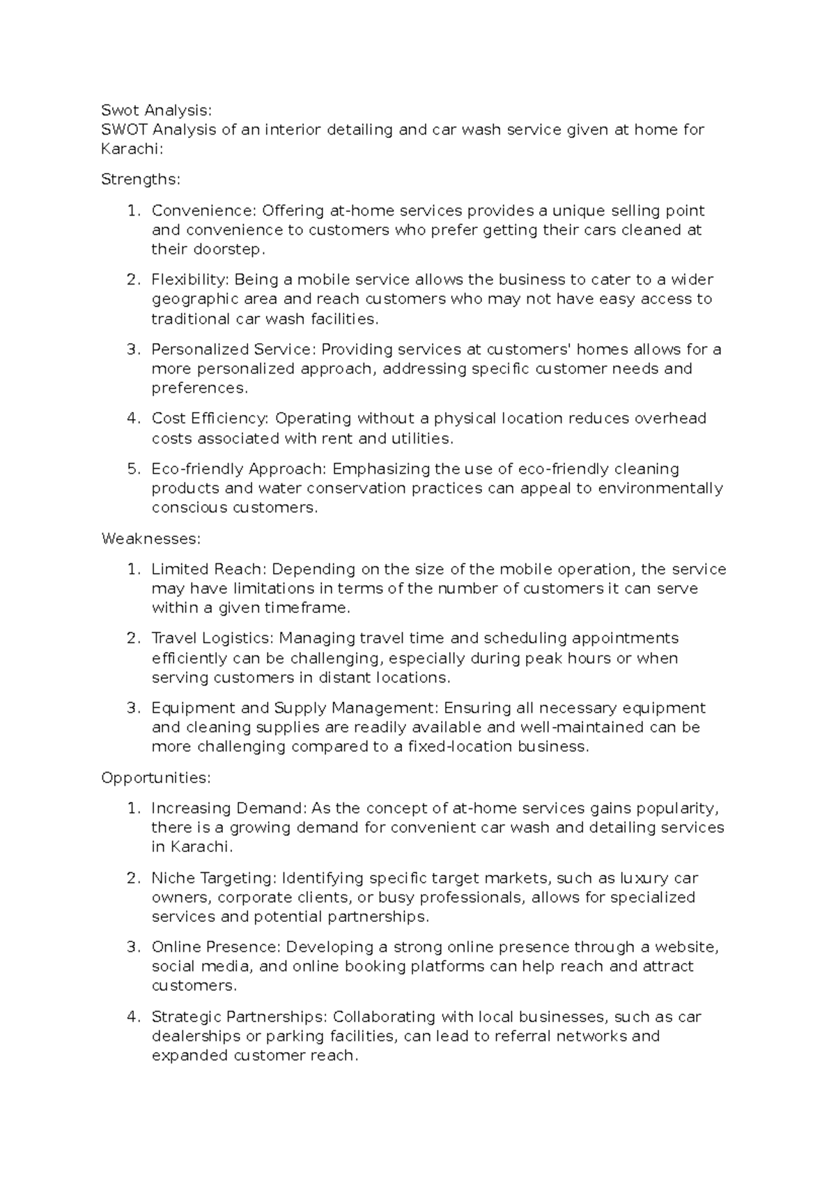 Final Report nothin Swot Analysis SWOT Analysis of an interior