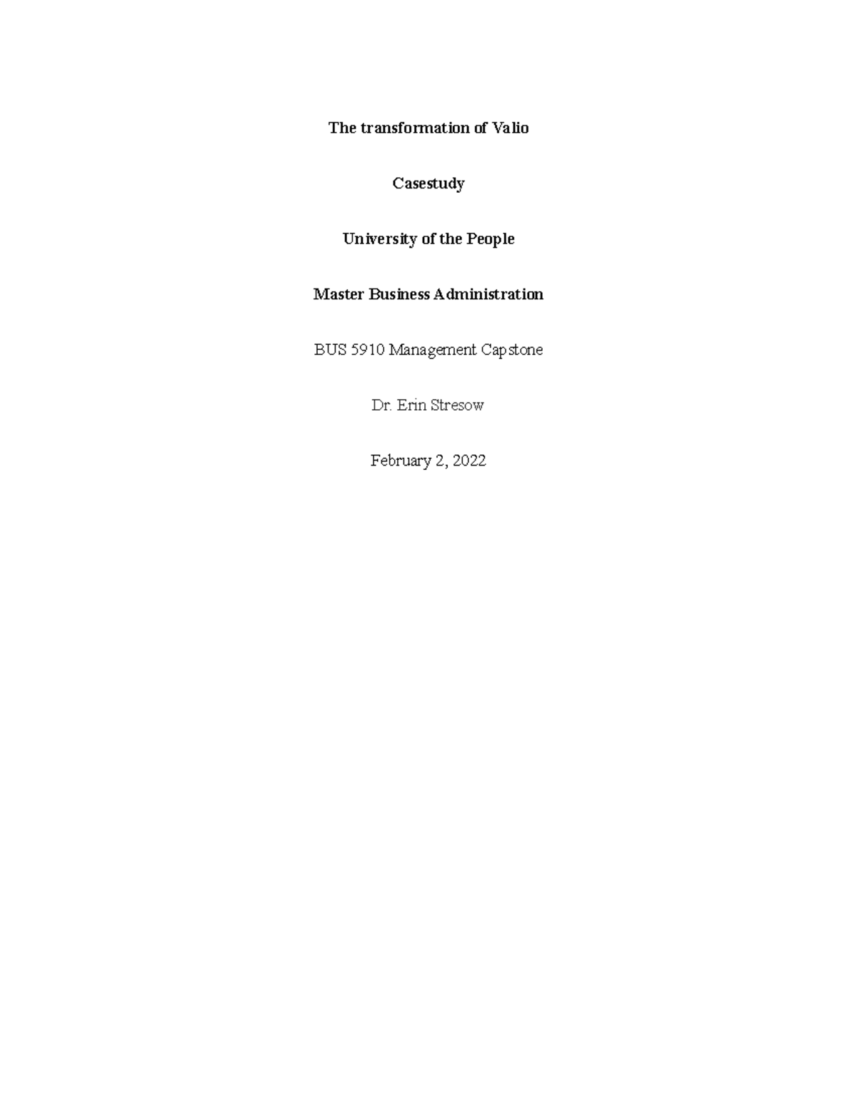 BUS59101 WA1 - unit 1 - written assignment - The transformation of ...