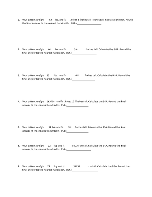 Body Surface Area Calculations Nursing Review - For Example, Some ...