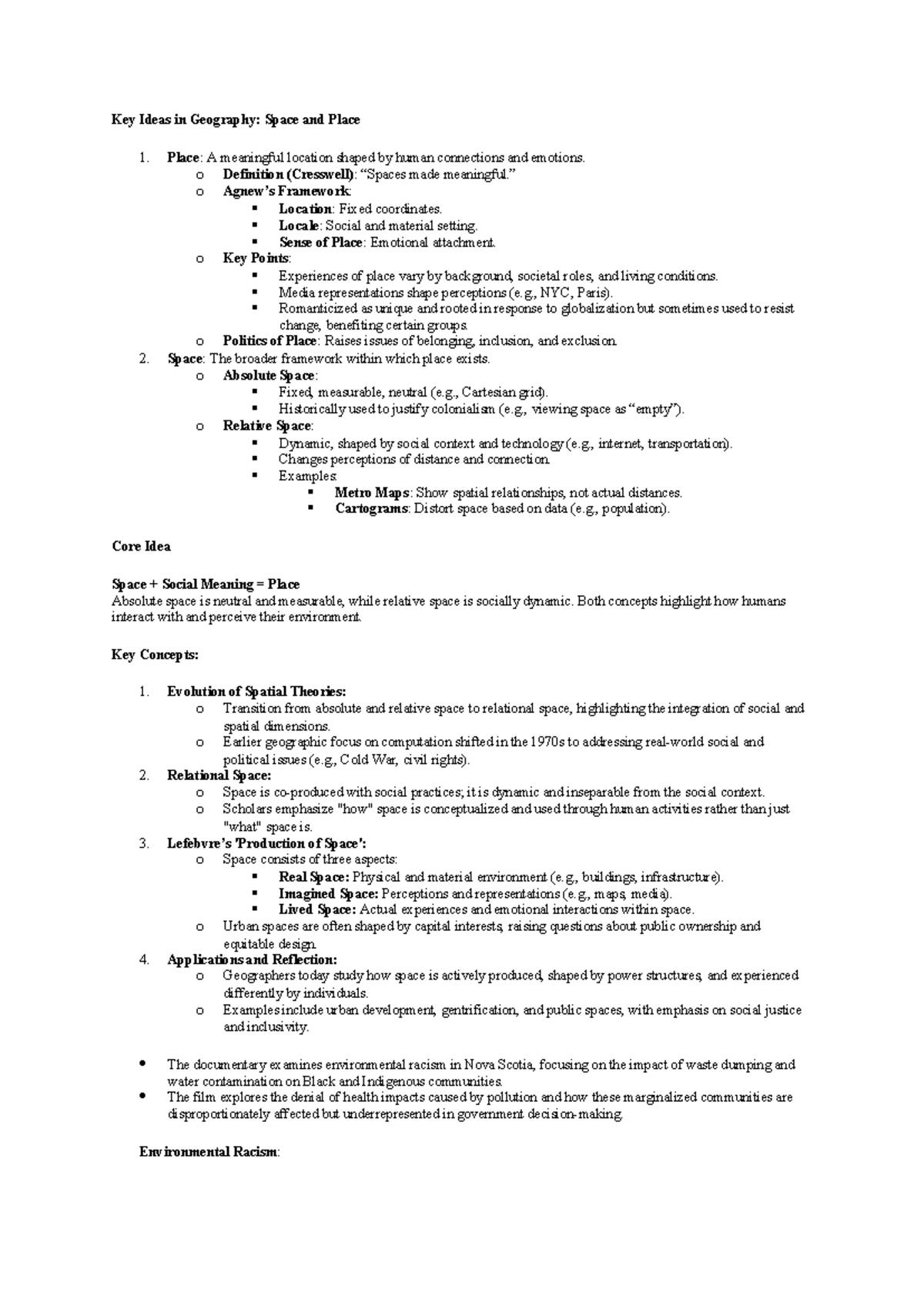 Cheat sheet geog 100 - Lecture notes for 3 full lectures in the ...