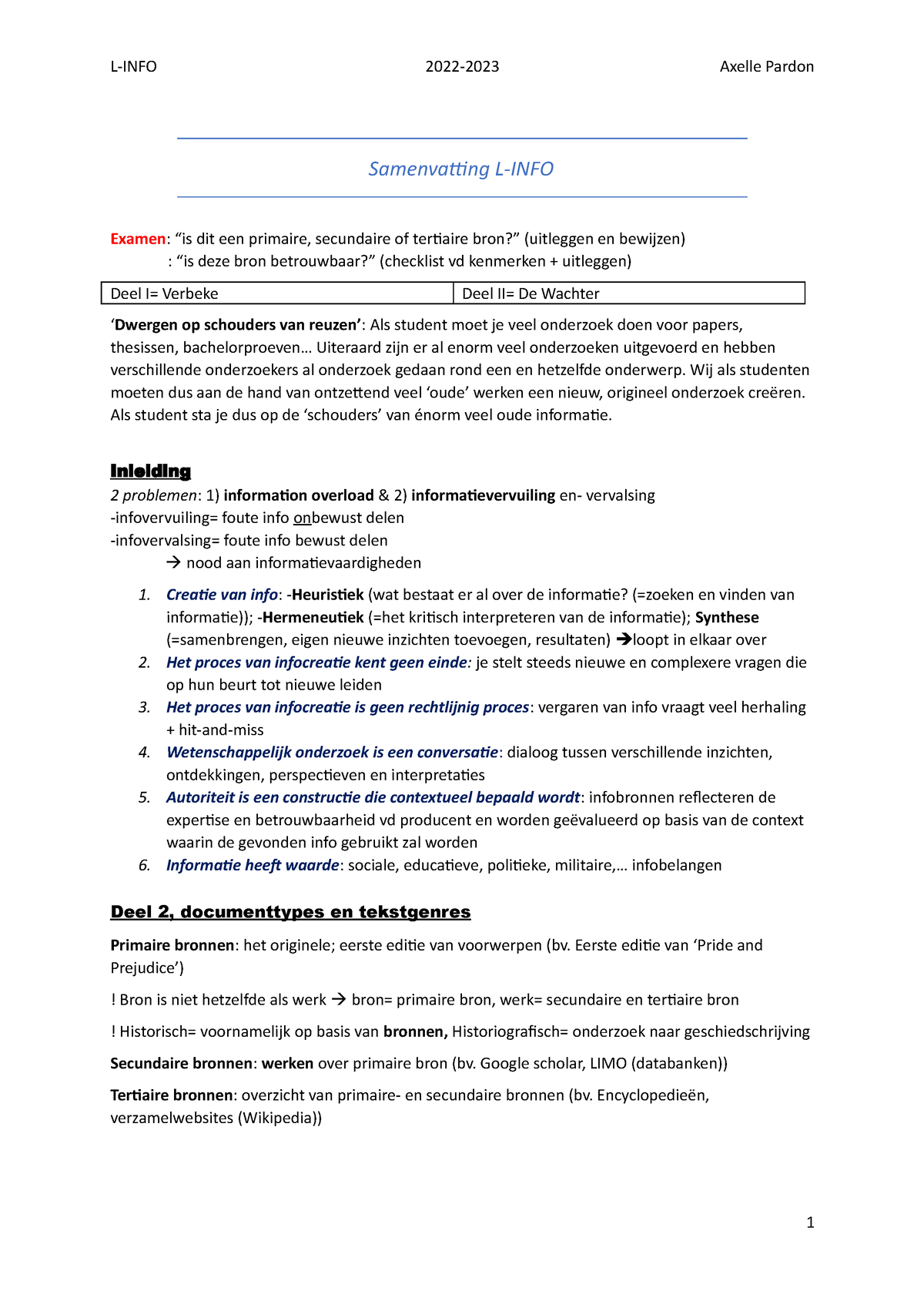 Samenvatting L-INFO - Deel 1 En 2 + Antwoorden Van De Leerpaden ...