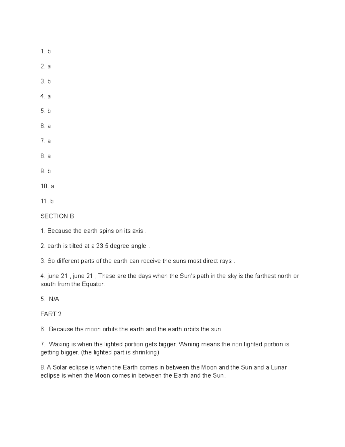 Q3WK6 Moon Phases Test - B A B A B A A A B A B SECTION B Because The ...