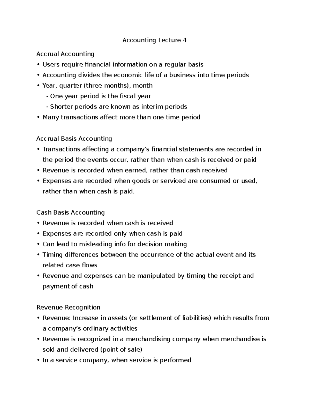 ACCT 1220 Lecture 4 - Notes - Accounting Lecture 4 Accrual Accounting ...