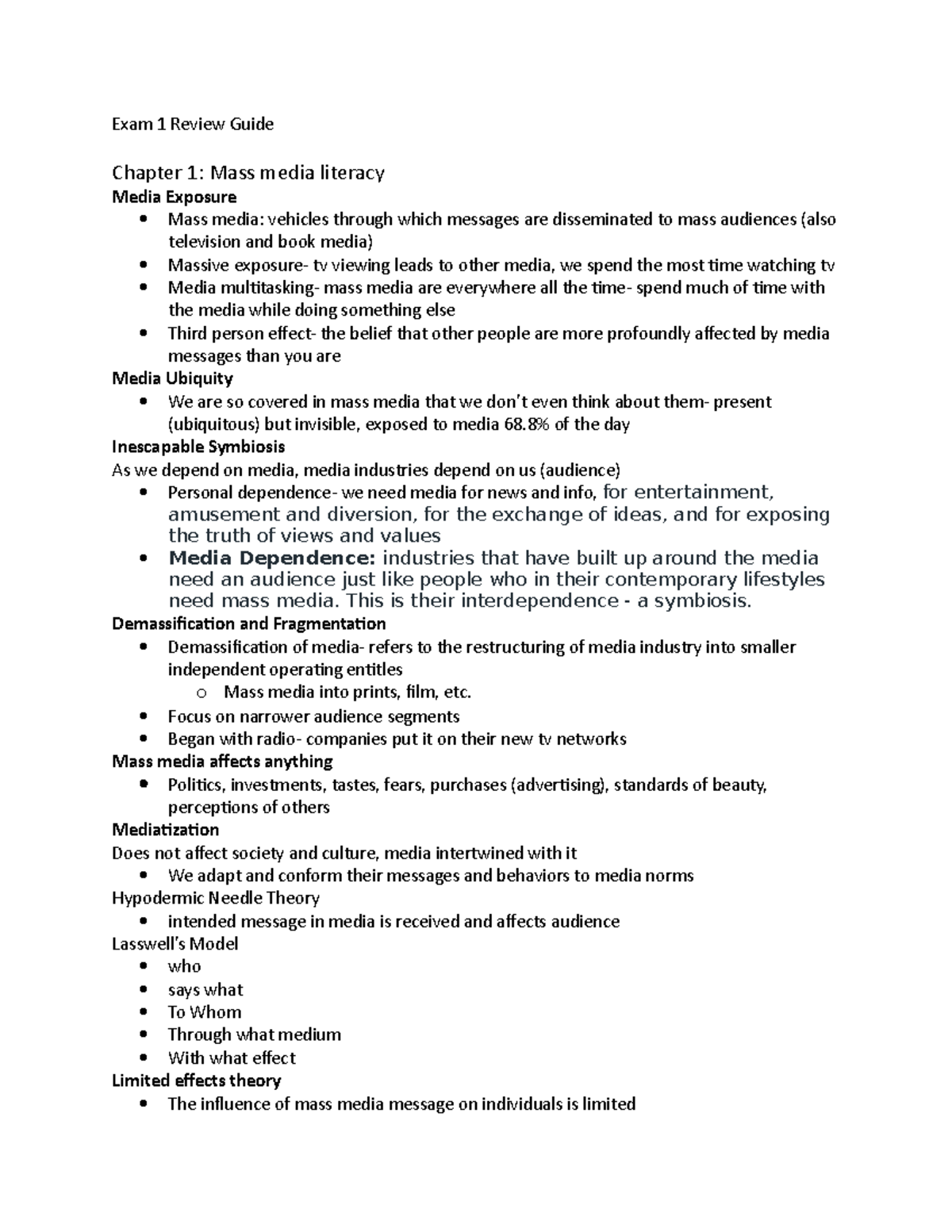 Exam 1 review guide - Chapters 1-7 for exam 1 - Exam 1 Review Guide ...