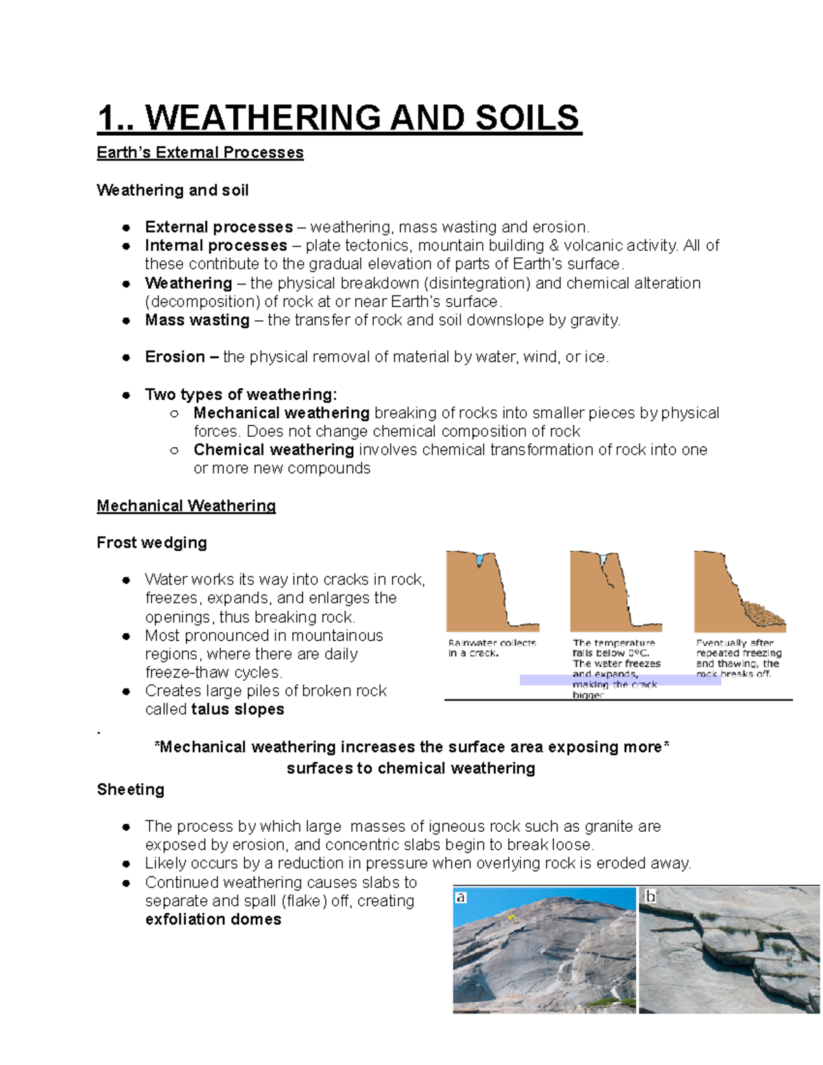 GL-102 - Lecture Notes - 1.. WEATHERING AND SOILS Earth’s External ...