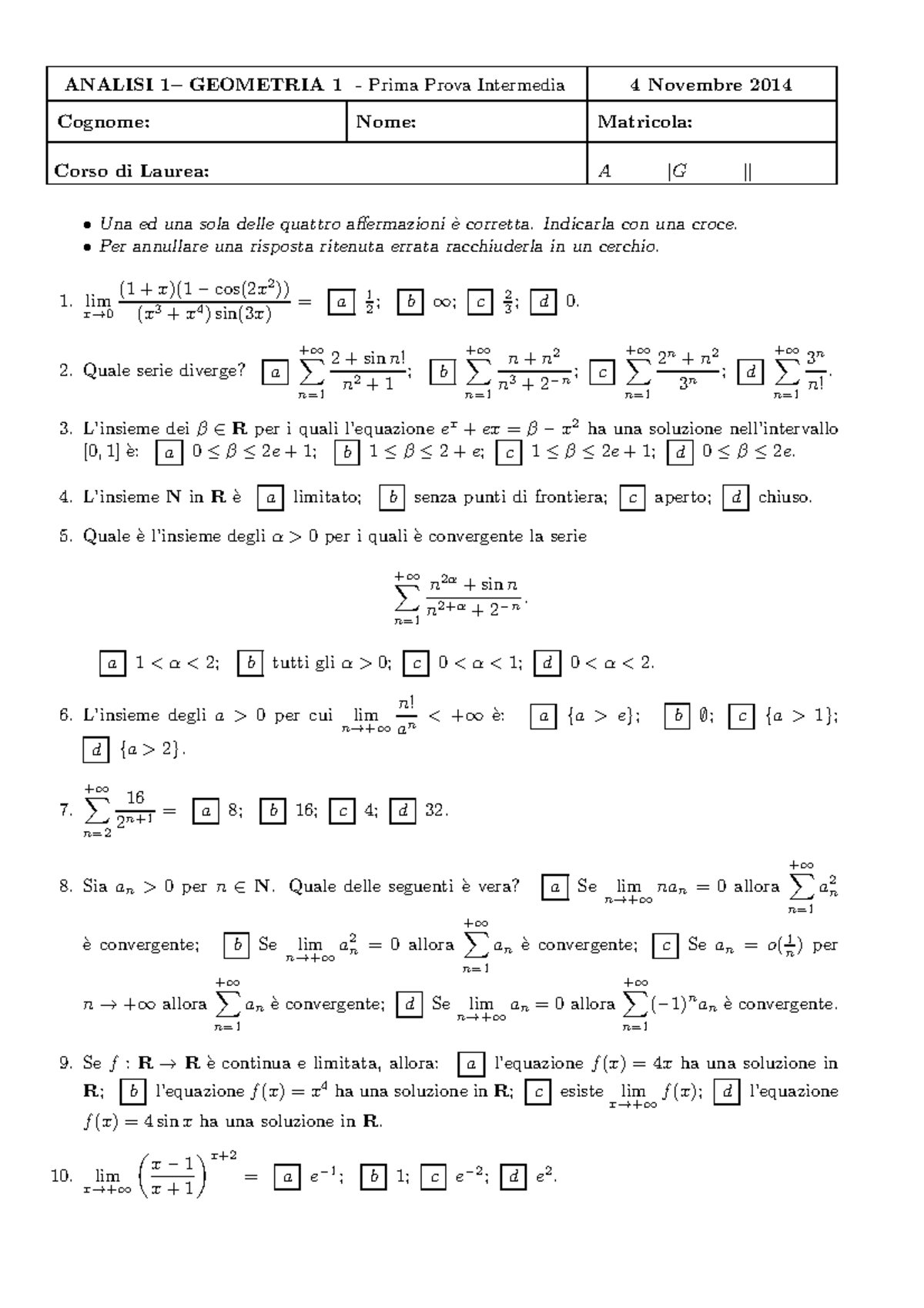 Domande E Risposte Di Analisi Matematica