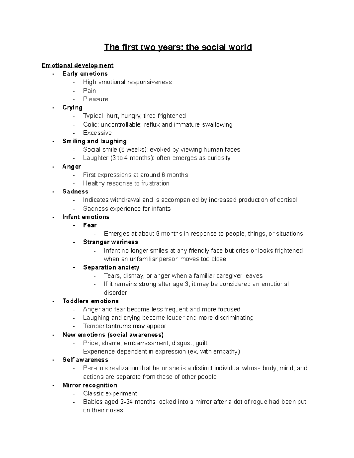 HD 101 Chapter 4 - The First Two Years: The Social World Emotional ...