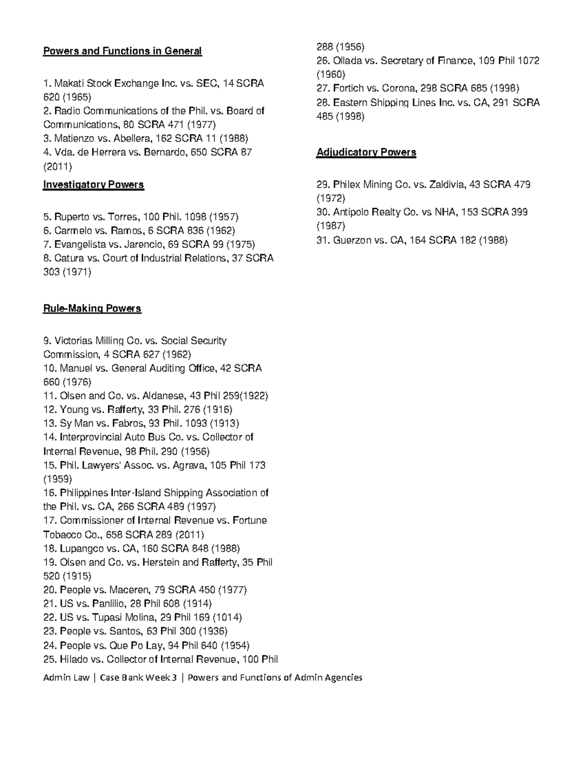 V documents case admin Powers and Functions in General Makati Stock