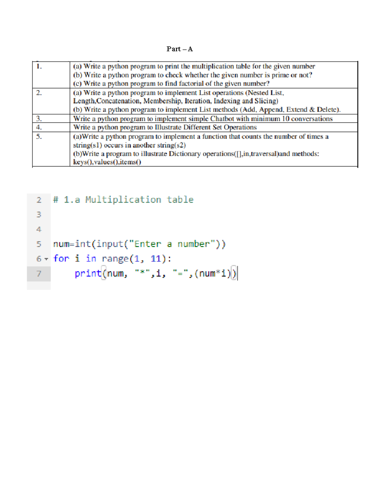 Python Lab Part-A - Assignment - Computer Science - Part – A Output ...