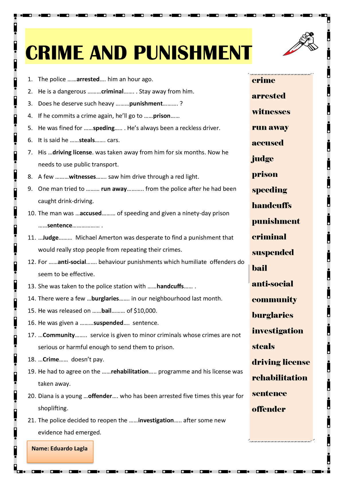 Crime and punishment ringo текст. Упражнения по теме Crime and punishment. Crime and punishment Worksheets. Crime and punishment задание. Crime and punishment Vocabulary Worksheet.