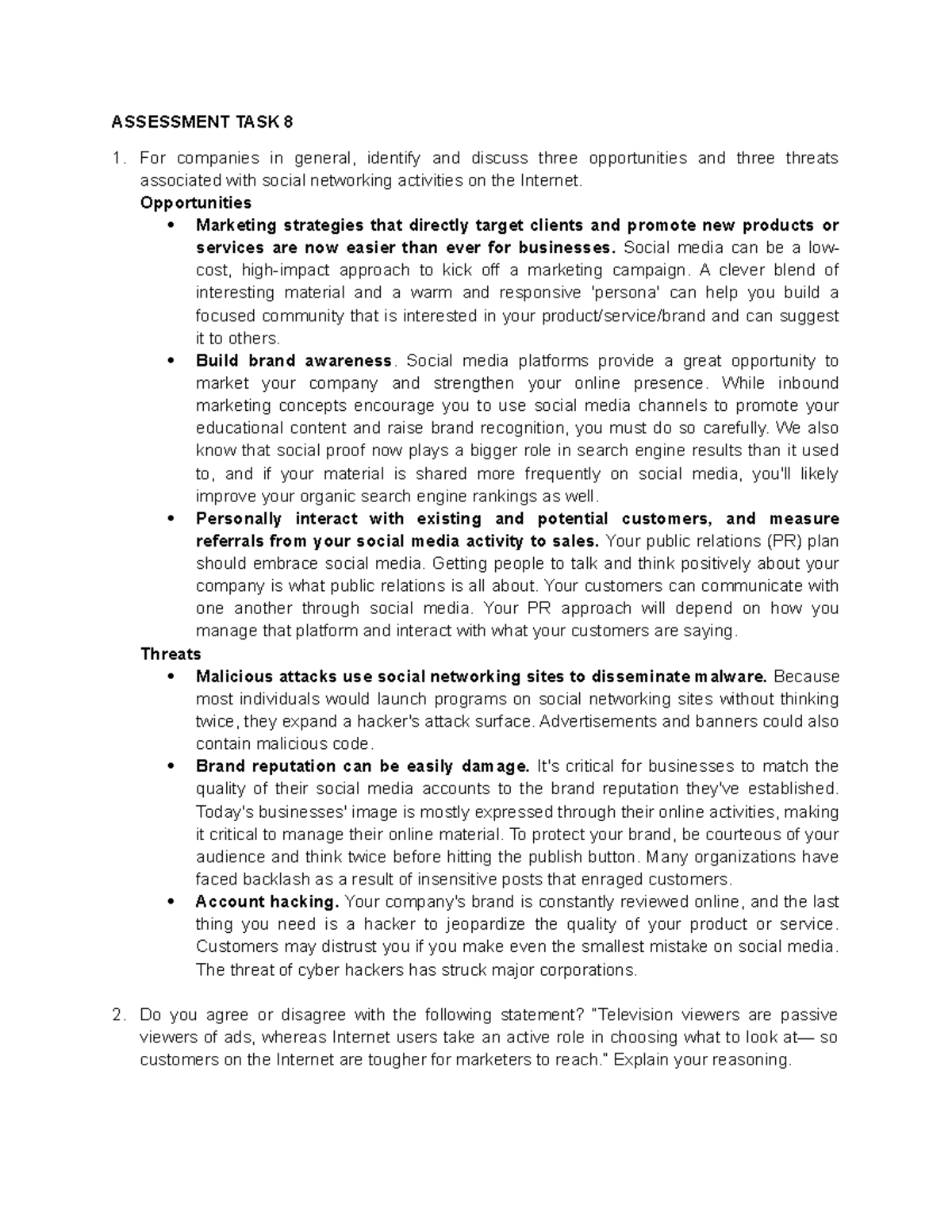 Strategic Management AT8 Essay - ASSESSMENT TASK 8 For companies in ...