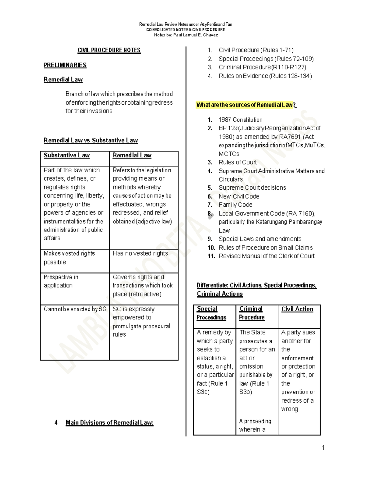 TAN-Civpro Notes - A Reviewer For The Labor Law Subject T. - Intro To ...