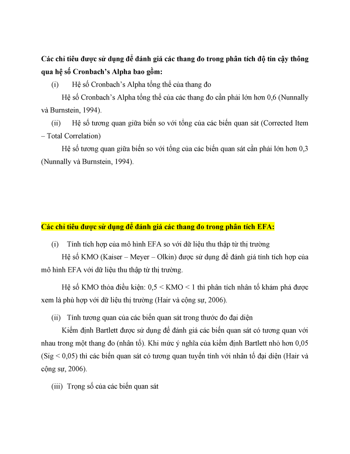 Danh gia thang đo - Các chỉ tiêu được sử dụng để đánh giá các thang đo ...