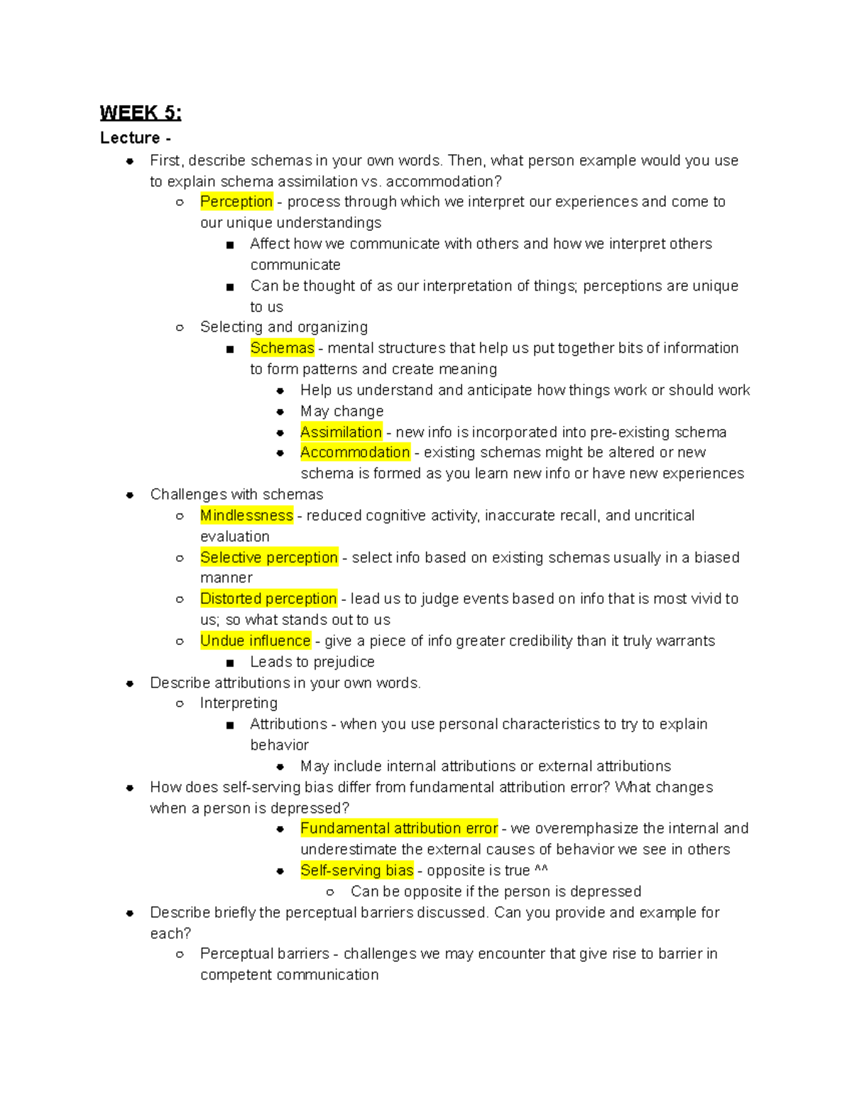 CMN Week 5 - Lecture notes Week 5 - WEEK 5: Lecture - First, describe ...