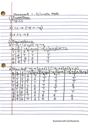 HW 2 pg 1 discrete math - Hw2 - Homework 2 Discrete MathD Predicates ...