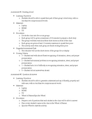 Rubric authentic assessment - Overall Score: ____/ Excellent (18-20 ...