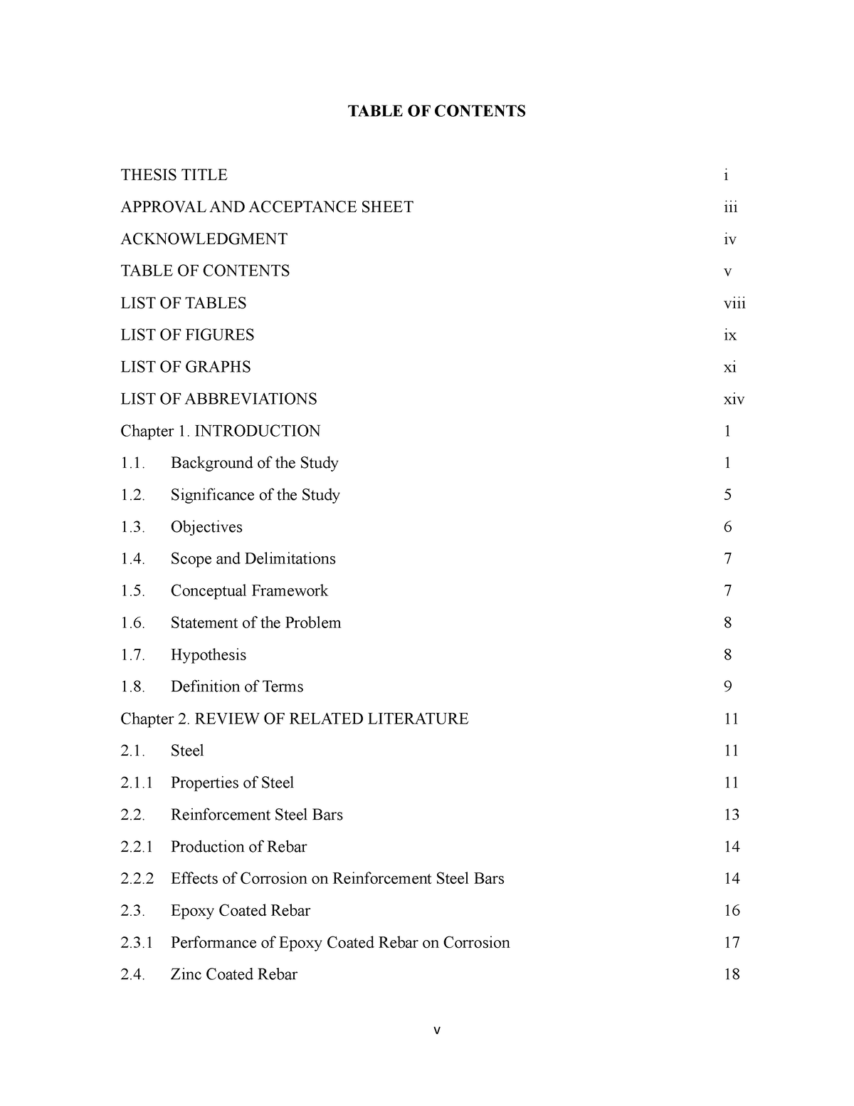 Table OF Contents GRP1 - ToC - v TABLE OF CONTENTS THESIS TITLE i ...