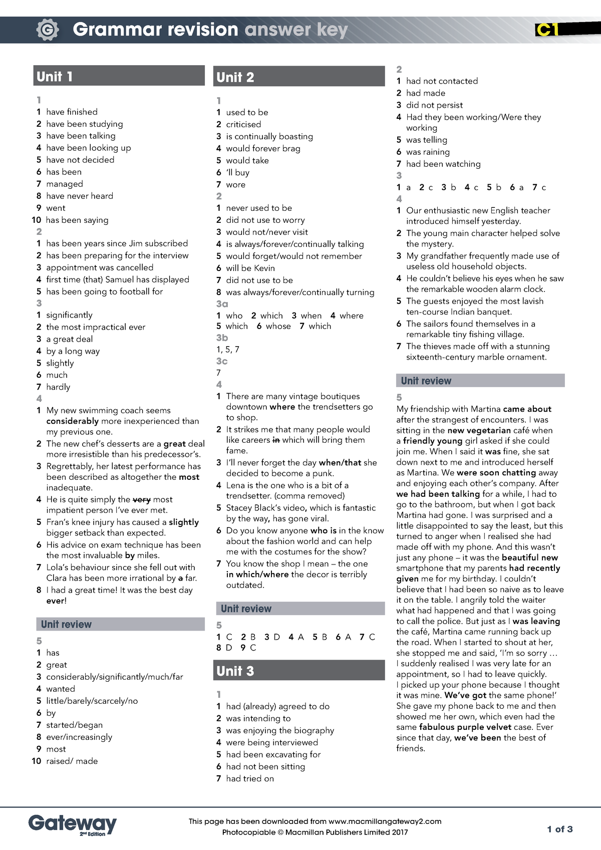 C1 Grammar Revision answer key - Grammar revision answer key This page ...