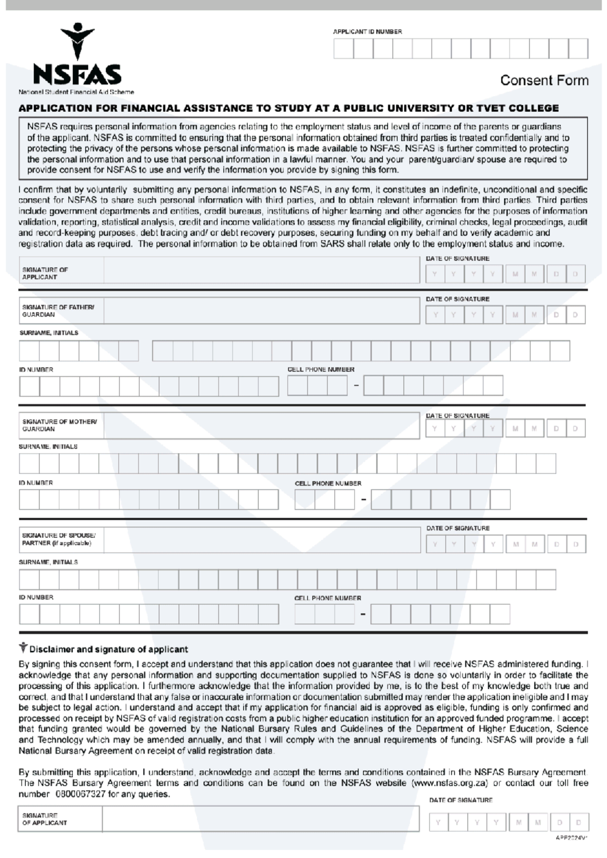 Consent form - H6hji - APPLICANT ID NUMBER NSFAS Consent Form National ...