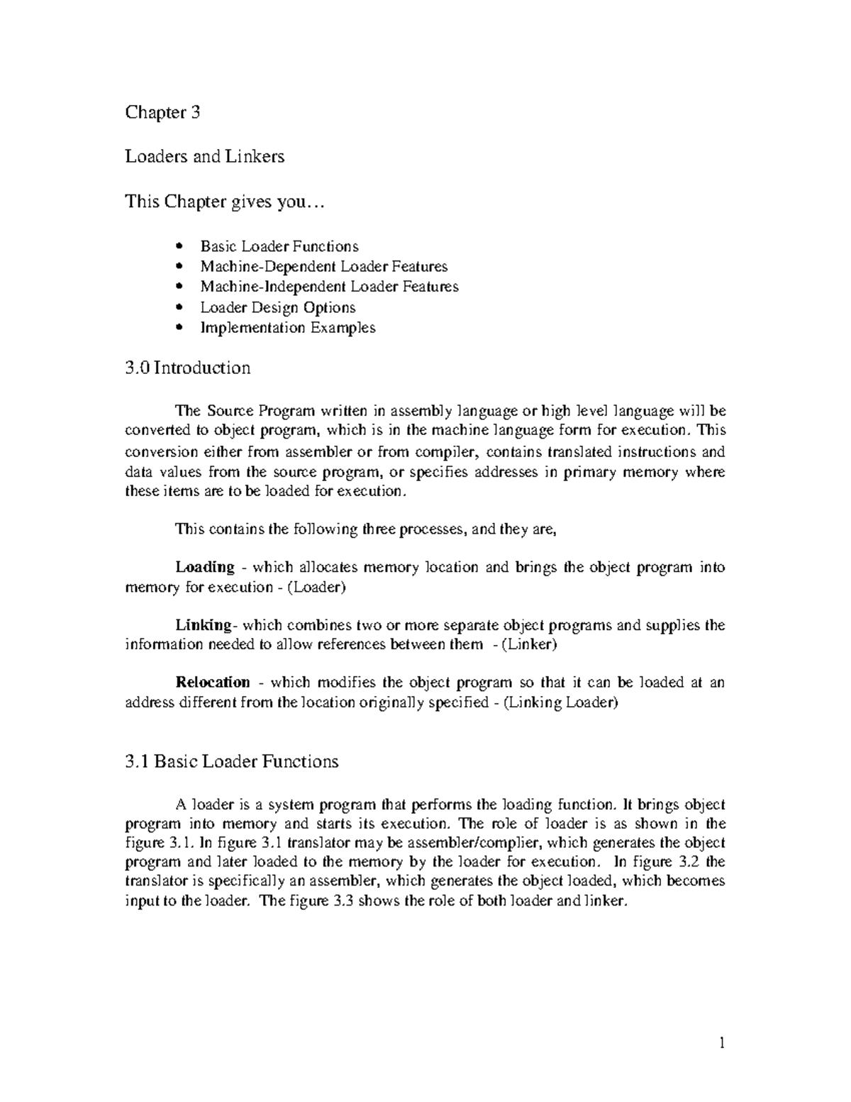 Loaders-and-linkers - Chapter 3 Loaders and Linkers This Chapter gives ...