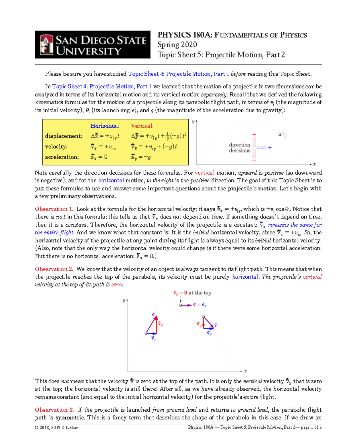 Topic Sheet 5 - Lecture notes 5 - Physics 180A — Topic Sheet 5 ...