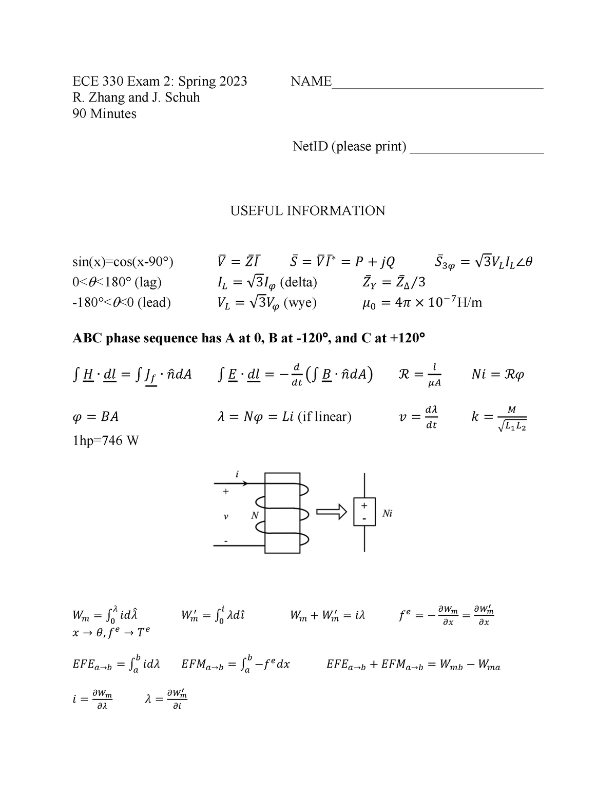 Ece330sp23mt2 - Some Materials - ECE 330 Exam 2: Spring 202 3 NAME