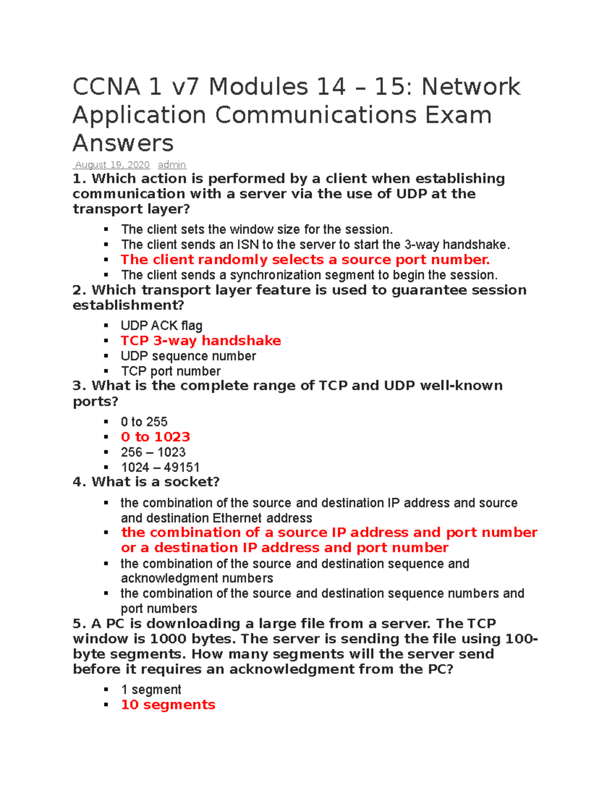 CCNA 1 V7 Modules 14 15 Answerrs - CCNA 1 V7 Modules 14 – 15: Network ...