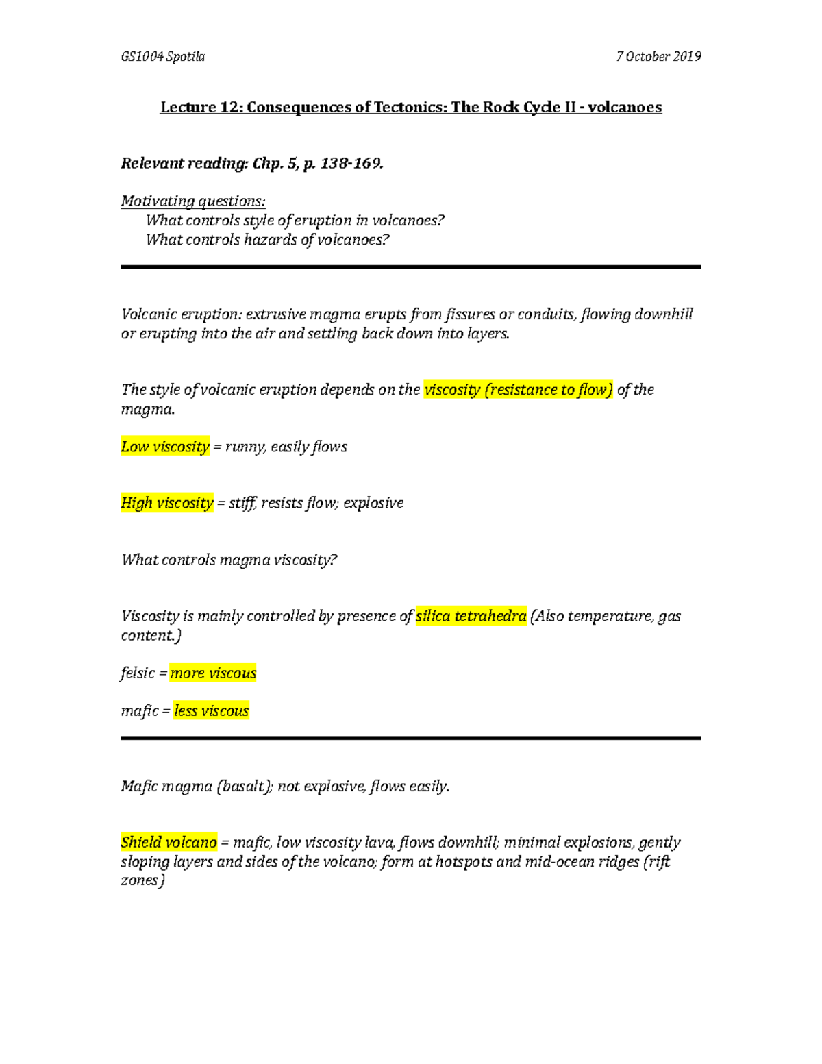 GEOS-Lecture Notes 12 - Lecture 12: Consequences of Tectonics: The Rock ...