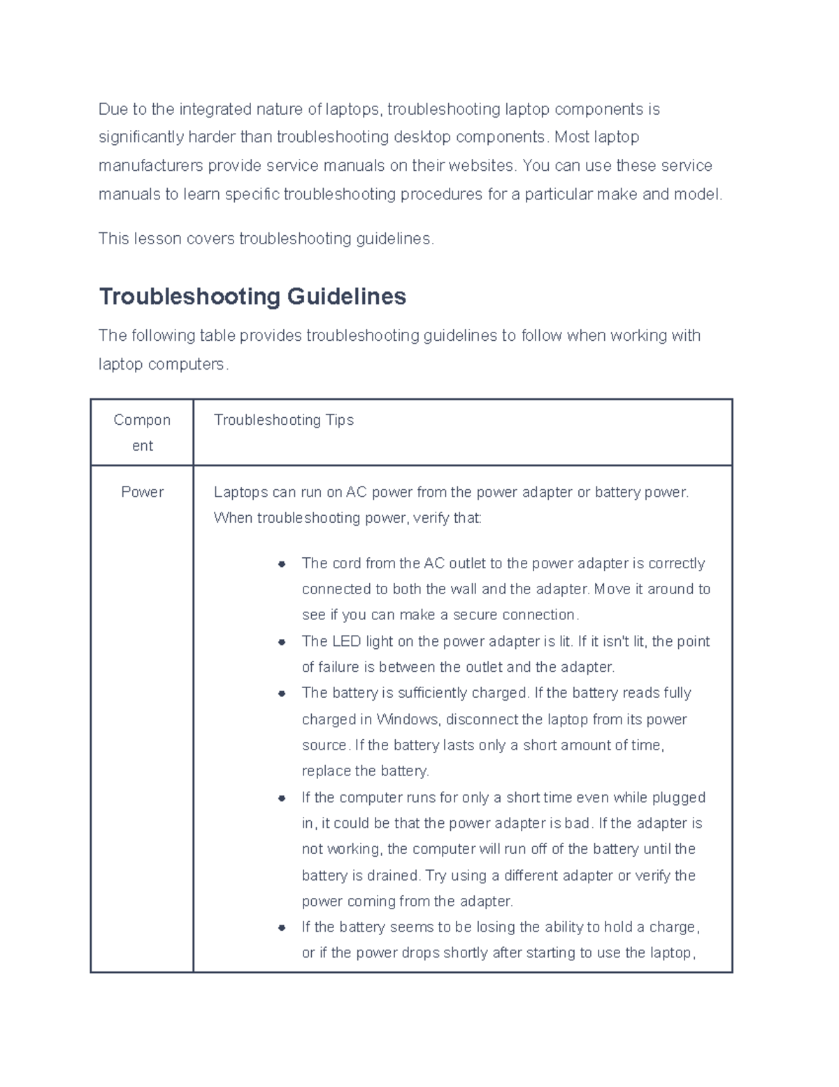 Troubleshooting Laptop Components: Guidelines and Tips - Studocu image.
