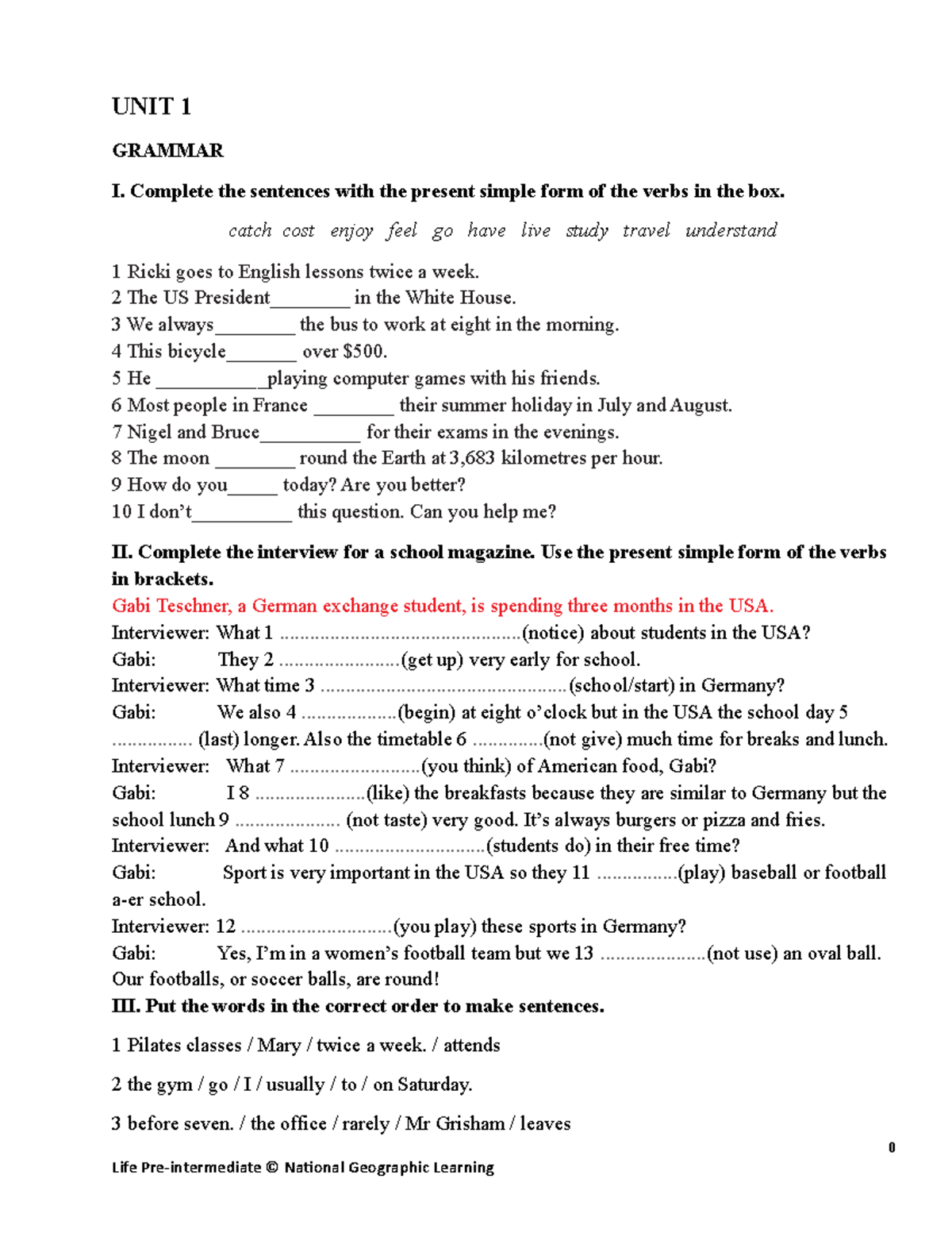 Extra Practice HP1 - Tiếng Anh - UNIT 1 GRAMMAR I. Complete The ...