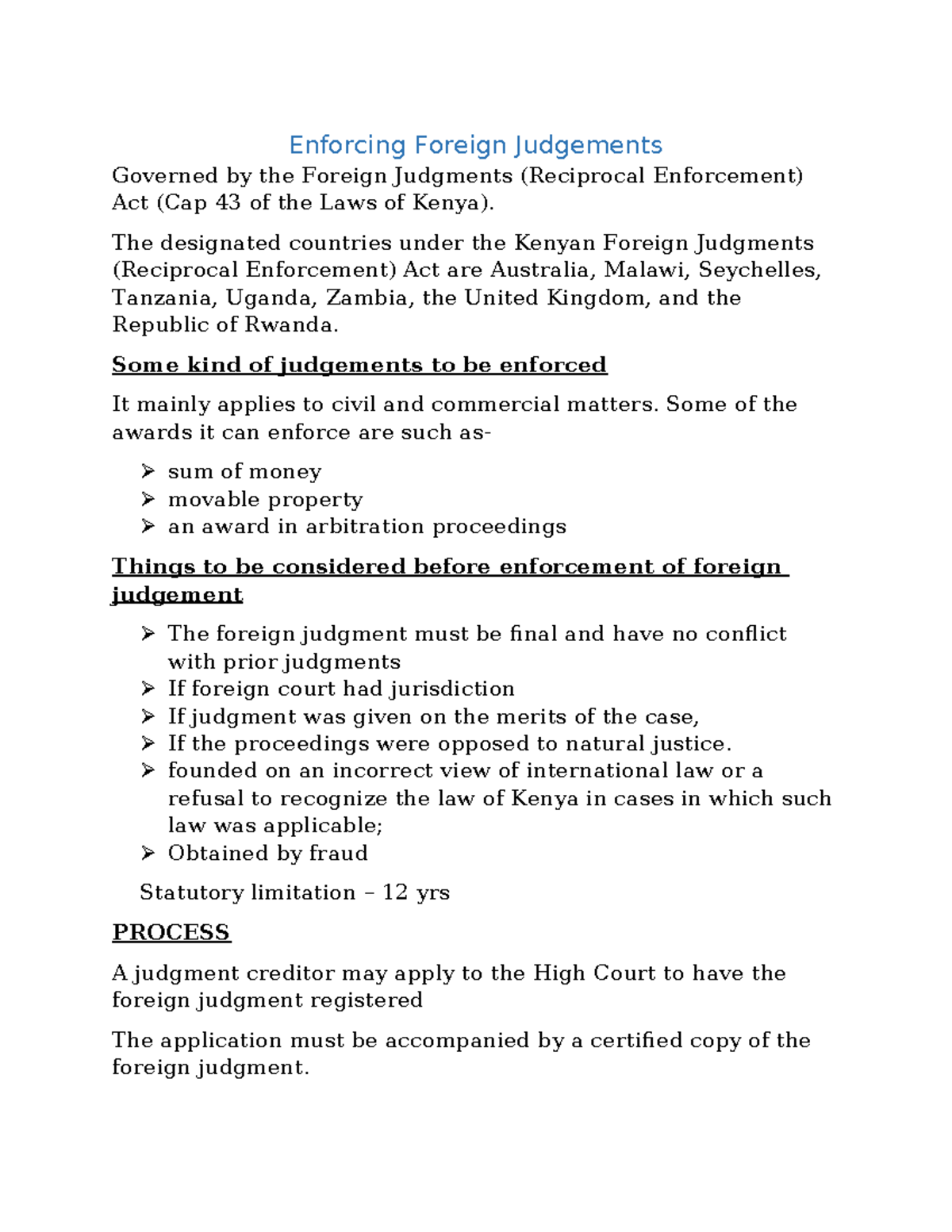 Enforcing Foreign Judgements - Enforcing Foreign Judgements Governed by ...