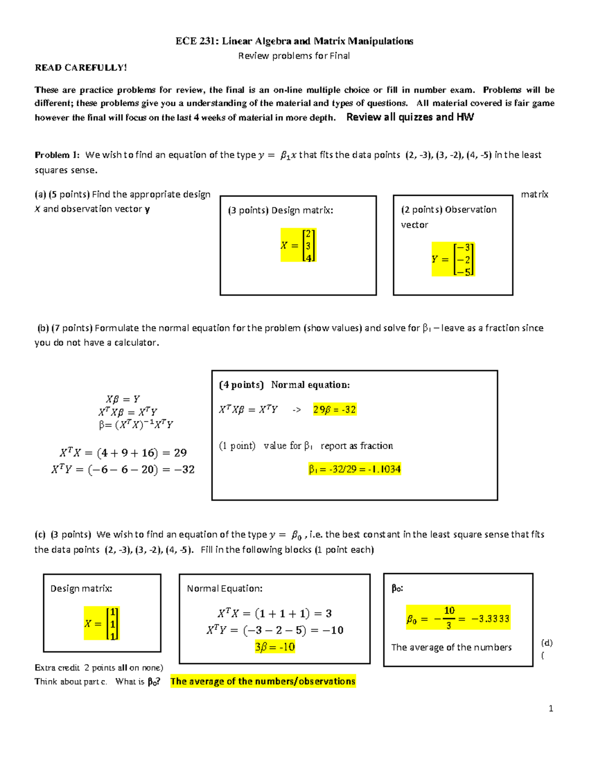 Review Probs Fa24-25 - Review problems for Final READ CAREFULLY! These ...