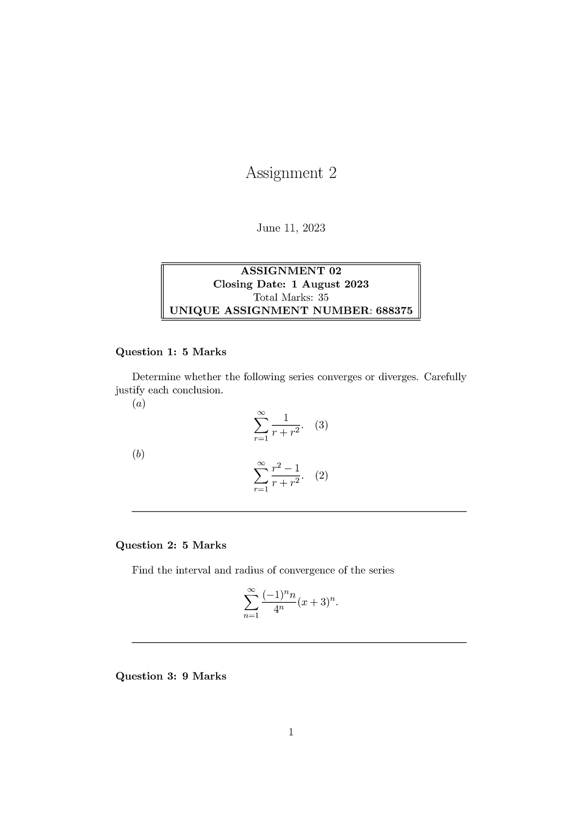 Assignment 2 MAT2613 2023 - Assignment 2 June 11, 2023 ASSIGNMENT 02 ...