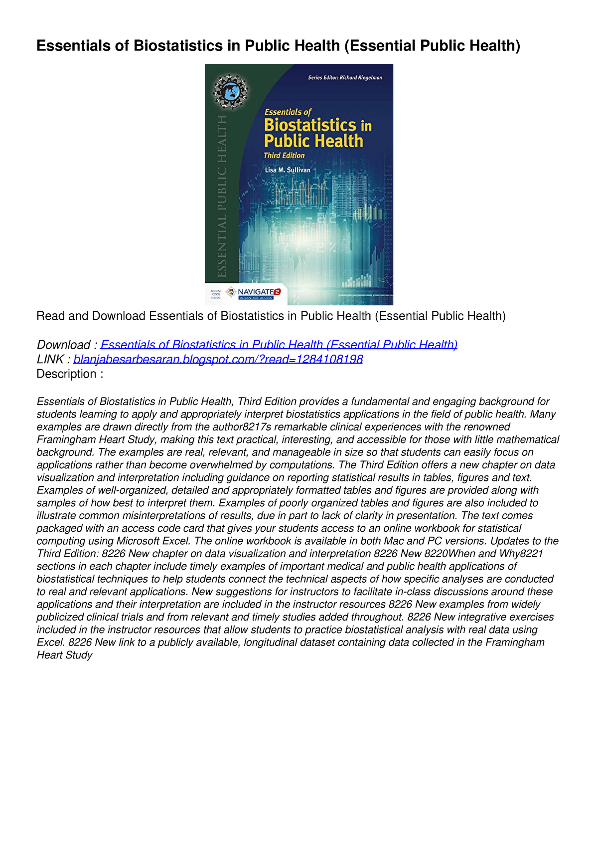 READ [PDF] Essentials Of Biostatistics In Public Health (Essential ...